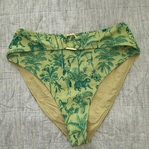 Revel Rey Green Toile Jungle Print Bikini Bottoms